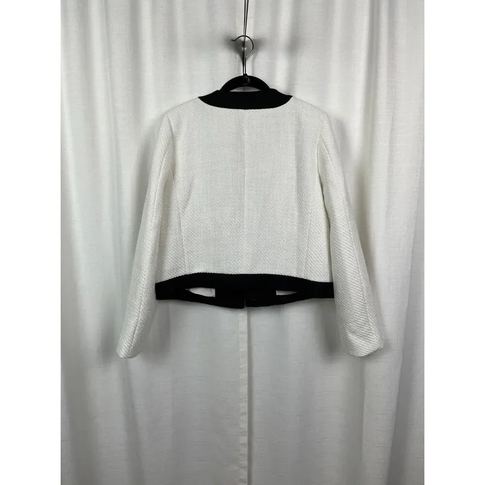 J.Crew White&Black Long Sleeve Button Front Tweed Lady Jacket Sz.10